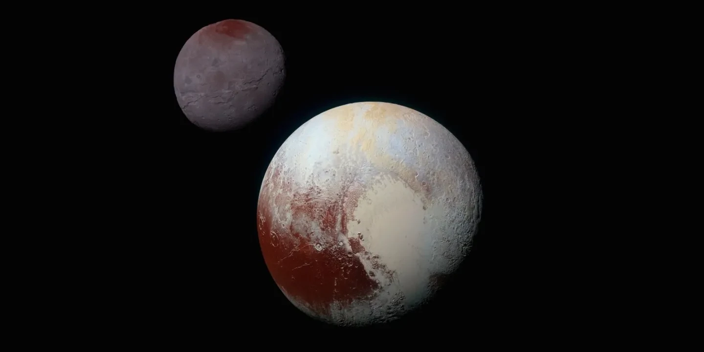 Pluto and one of its moons.