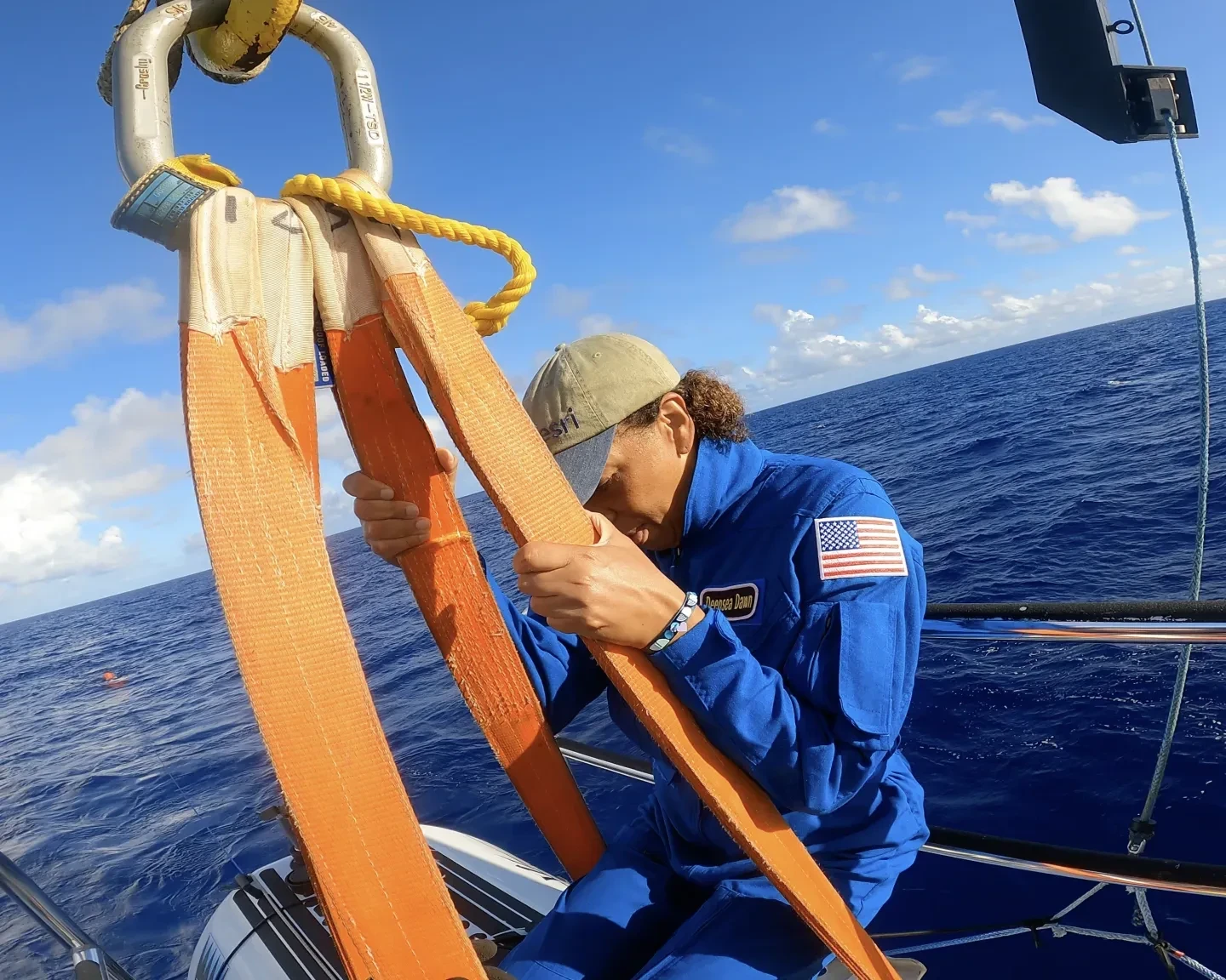 Dawn Wright prepares to enter the Limiting Factor submersible Image courtesy of Esri