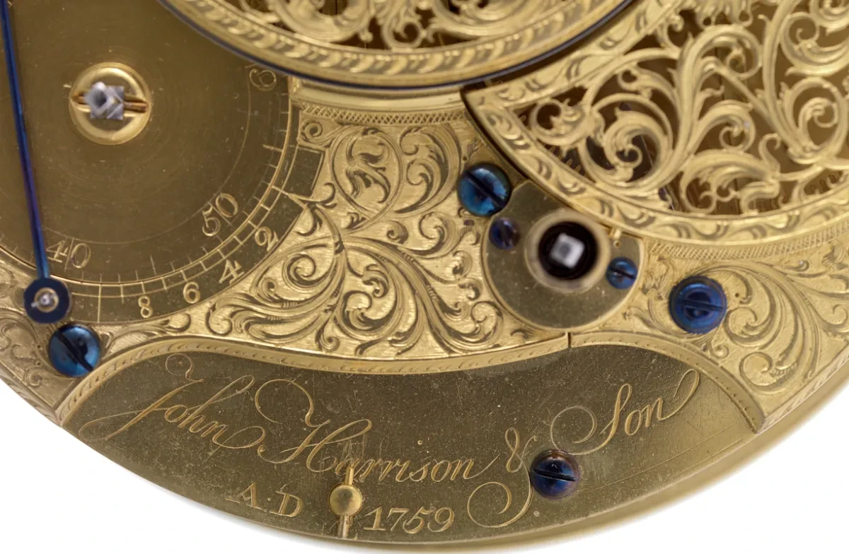 Close-up of Harrison's marine timekeeper H4. 