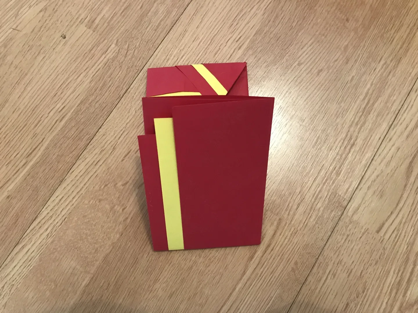 The edges are folded to meet