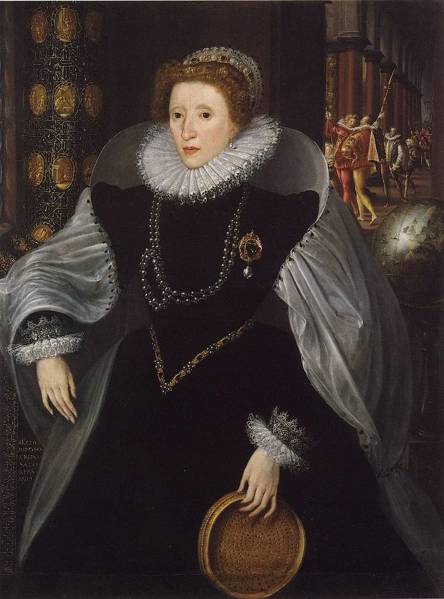 Painting of Queen Elizabeth 1 wearing black and grey