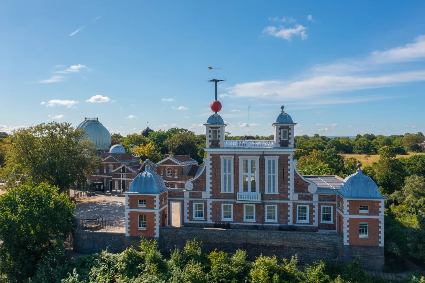 Aerial photograph of Flamsteed House at the Royal Observatory Greenwich