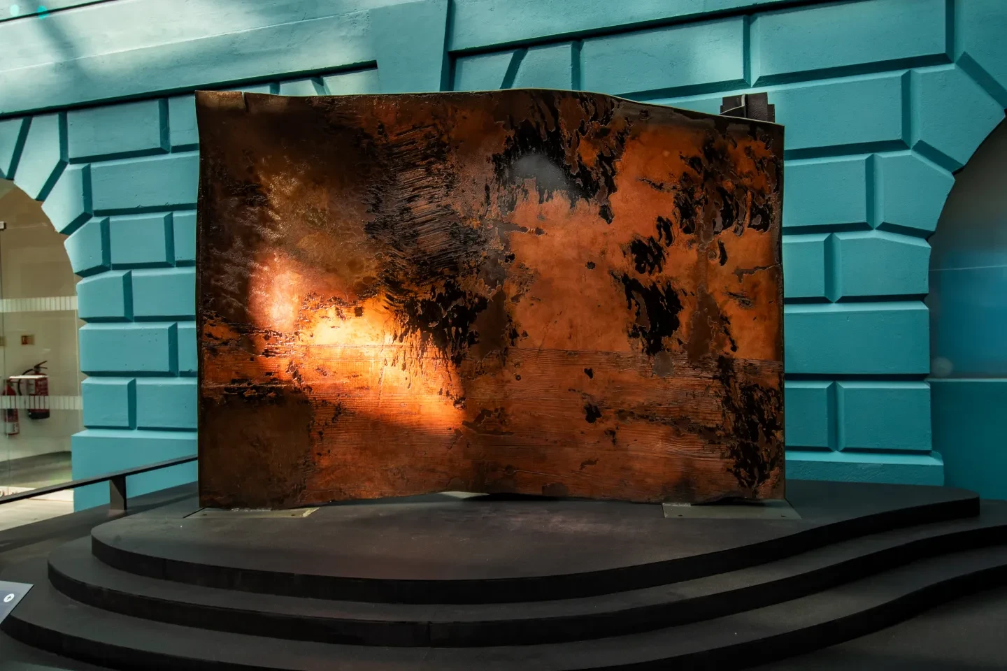 A section of hull from the oil tanker Sea Empress, on display at the National Maritime Museum