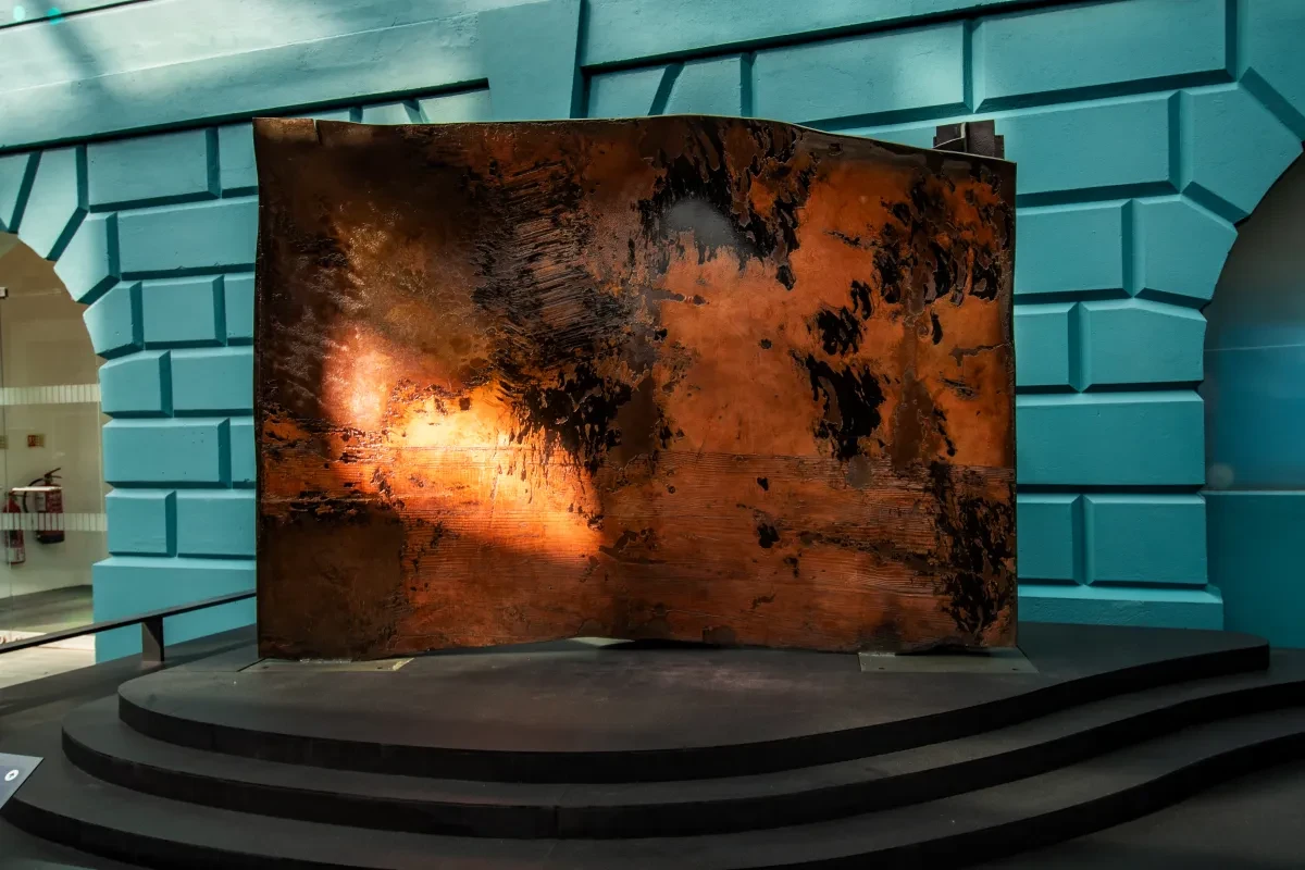 A section of hull from the oil tanker Sea Empress, on display at the National Maritime Museum